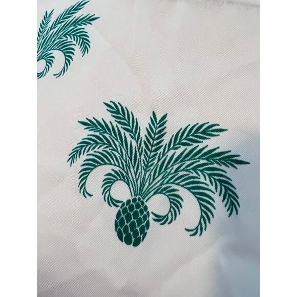 Ann Taylor Pineapple Blouse Cropped Short Gathered Sleeve Size Large White/Green - Picture 6 of 9